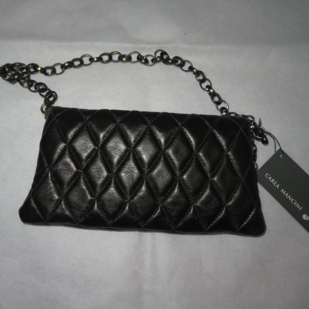 Carla Mancini Black Quilted Leather Clutch - Picture 4 of 10